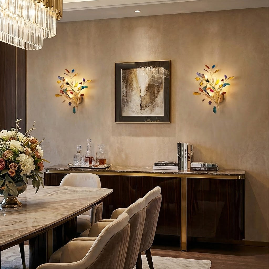 Agaat Wandlamp Natuursteen Goud Messing Wandverlichting Modern Design voor Woonkamer Slaapkamer | Sansoti