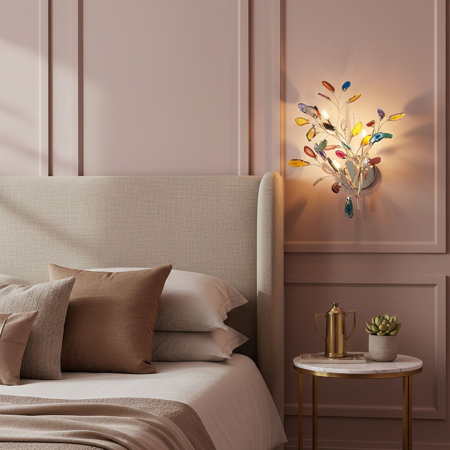 Agaat Wandlamp Natuursteen Goud Messing Wandverlichting Modern Design voor Woonkamer Slaapkamer | Sansoti