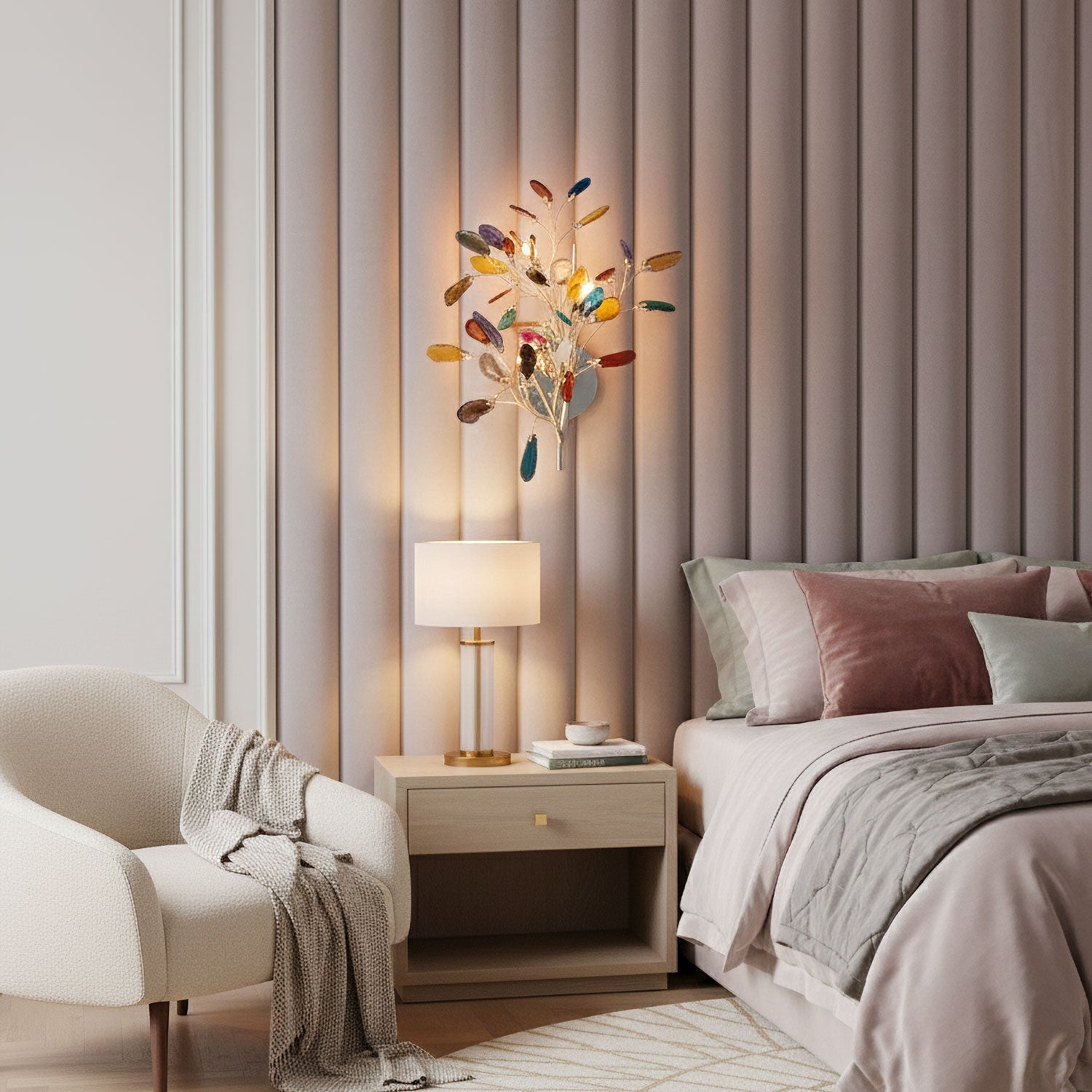 Agaat Wandlamp Natuursteen Goud Messing Wandverlichting Modern Design voor Woonkamer Slaapkamer | Sansoti