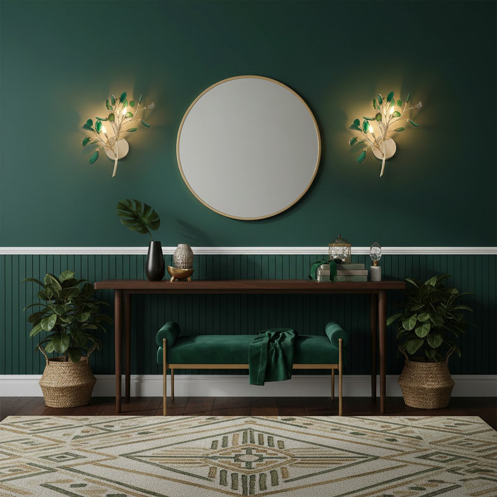 Agaat Wandlamp Natuursteen Goud Messing Wandverlichting Modern Design voor Woonkamer Slaapkamer | Sansoti
