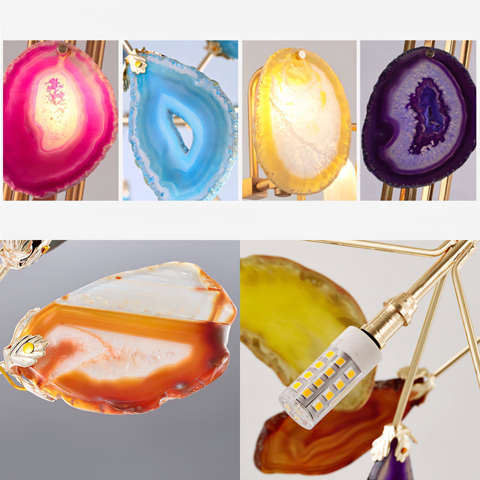 Agaat Wandlamp Natuursteen Goud Messing Wandverlichting Modern Design voor Woonkamer Slaapkamer | Sansoti