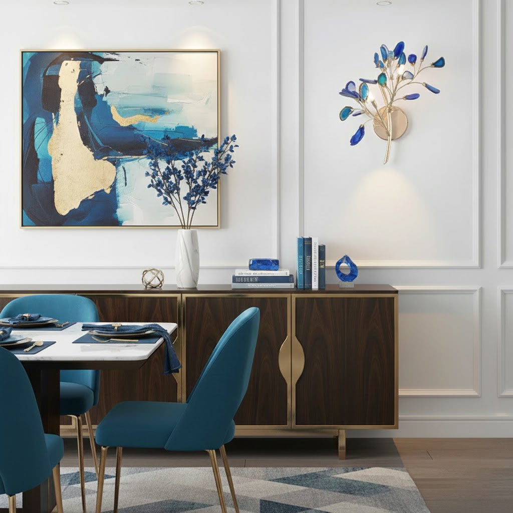 Agaat Wandlamp Natuursteen Goud Messing Wandverlichting Modern Design voor Woonkamer Slaapkamer | Sansoti
