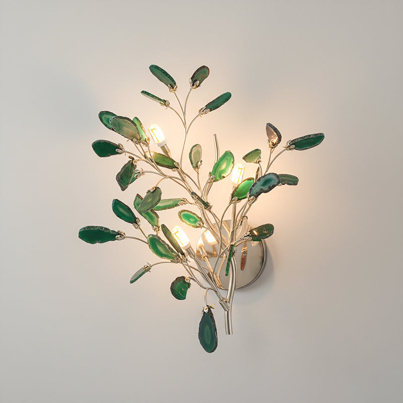 Agaat Wandlamp Natuursteen Goud Messing Wandverlichting Modern Design voor Woonkamer Slaapkamer | Sansoti