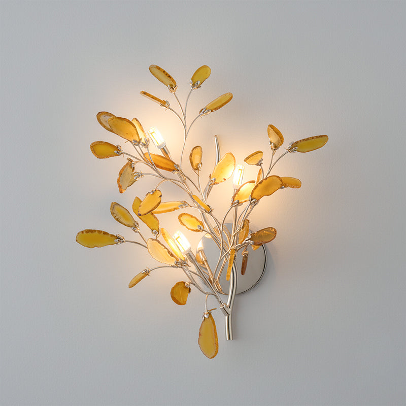 Agaat Wandlamp Natuursteen Goud Messing Wandverlichting Modern Design voor Woonkamer Slaapkamer | Sansoti