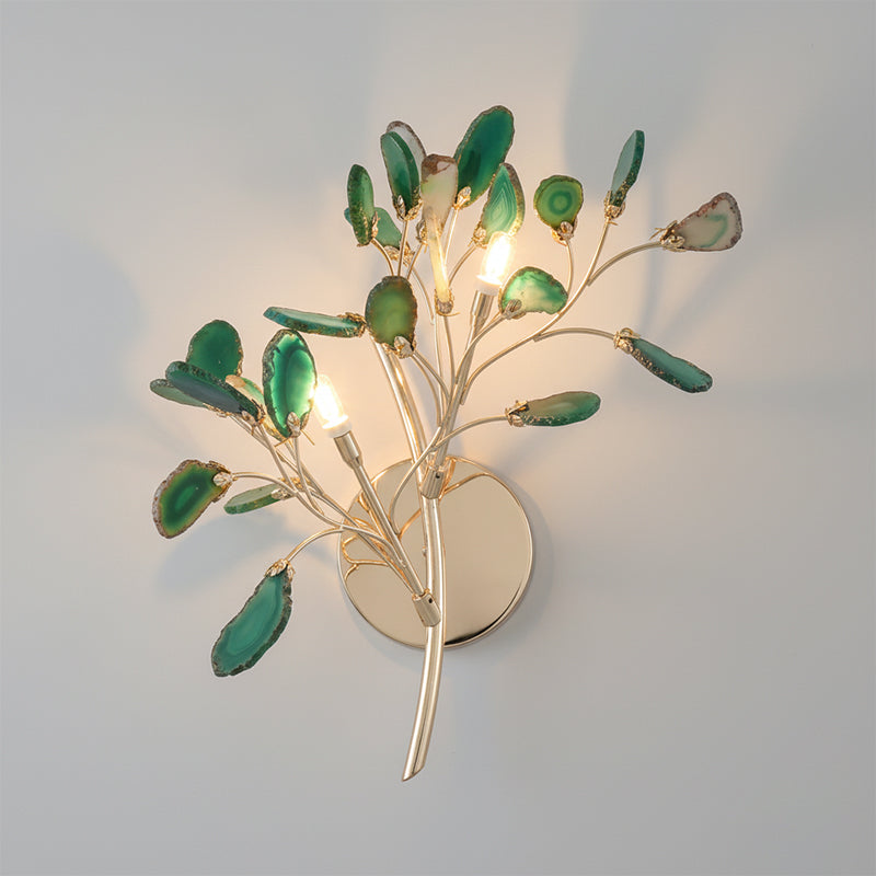 Agaat Wandlamp Natuursteen Goud Messing Wandverlichting Modern Design voor Woonkamer Slaapkamer | Sansoti