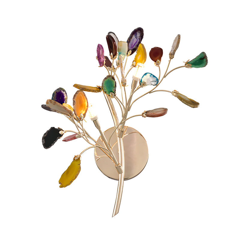 Agaat Wandlamp Natuursteen Goud Messing Wandverlichting Modern Design voor Woonkamer Slaapkamer | Sansoti