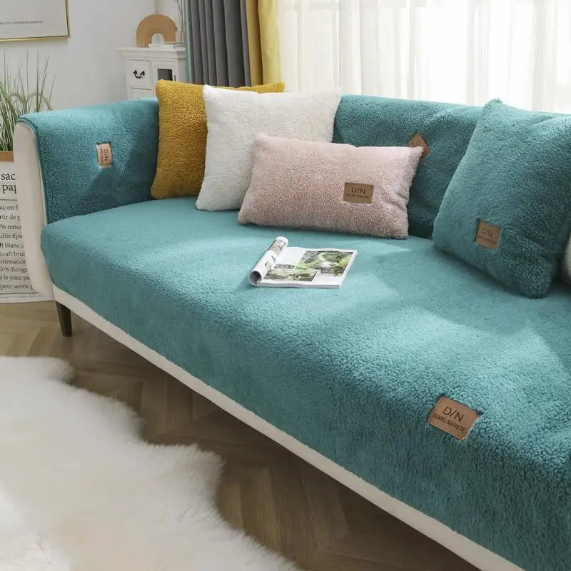 Wasserdichter Sofaschutz aus Sherpa-Fleece mit rutschfester Rückseite für Ecksofas - Schutz für Sitzmöbel | Sansoti