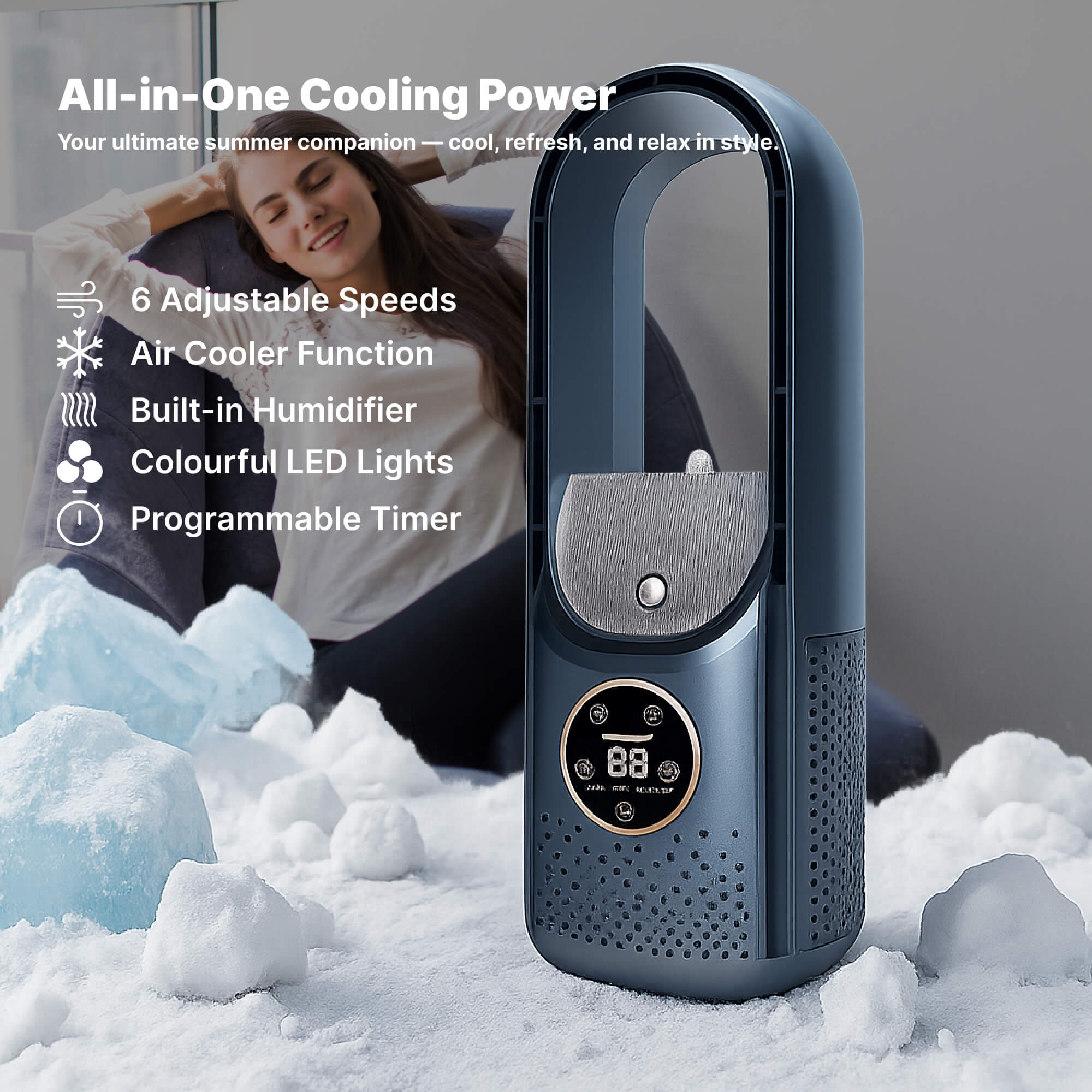 Wireless Compact Air Cooler with Quiet Fan – Convenient USB Device for Home and Office – 100ml Water Tank | Sansoti