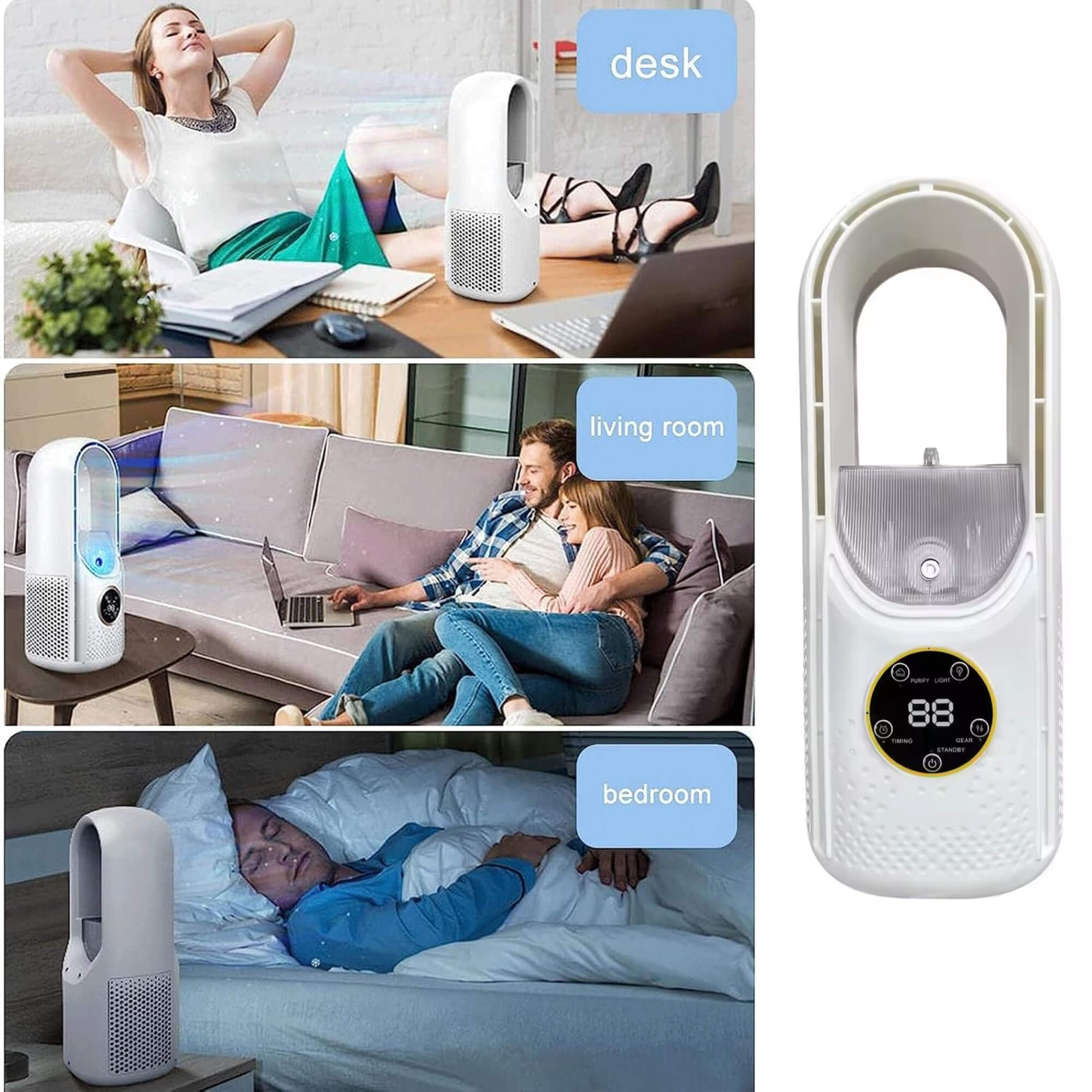 Wireless Compact Air Cooler with Quiet Fan – Convenient USB Device for Home and Office – 100ml Water Tank | Sansoti
