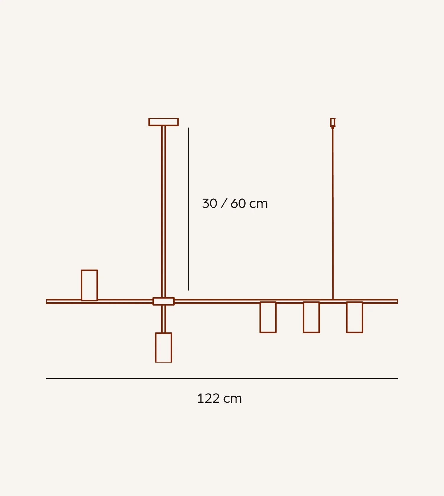 Suspension en aluminium noir 122 cm design asymétrique moderne | Restfield