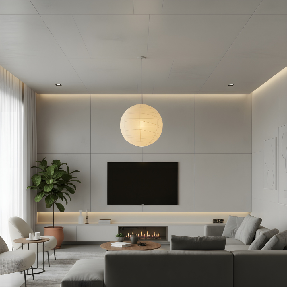Akari hanglamp rijstpapier Ø30 Ø45 Ø55 wit woonkamer slaapkamer Japans design sfeerverlichting | Sansoti