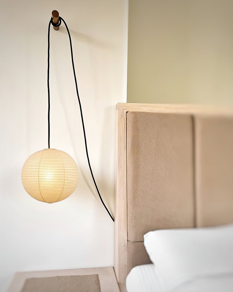 Japans Papieren Bolhanglamp – Handgemaakt Kozo Papier Hanglamp met Stekker – Zwevende Sfeerverlichting voor Woonkamer, Slaapkamer en Eetkamer – 10 Maten Verkrijgbaar | Sansoti