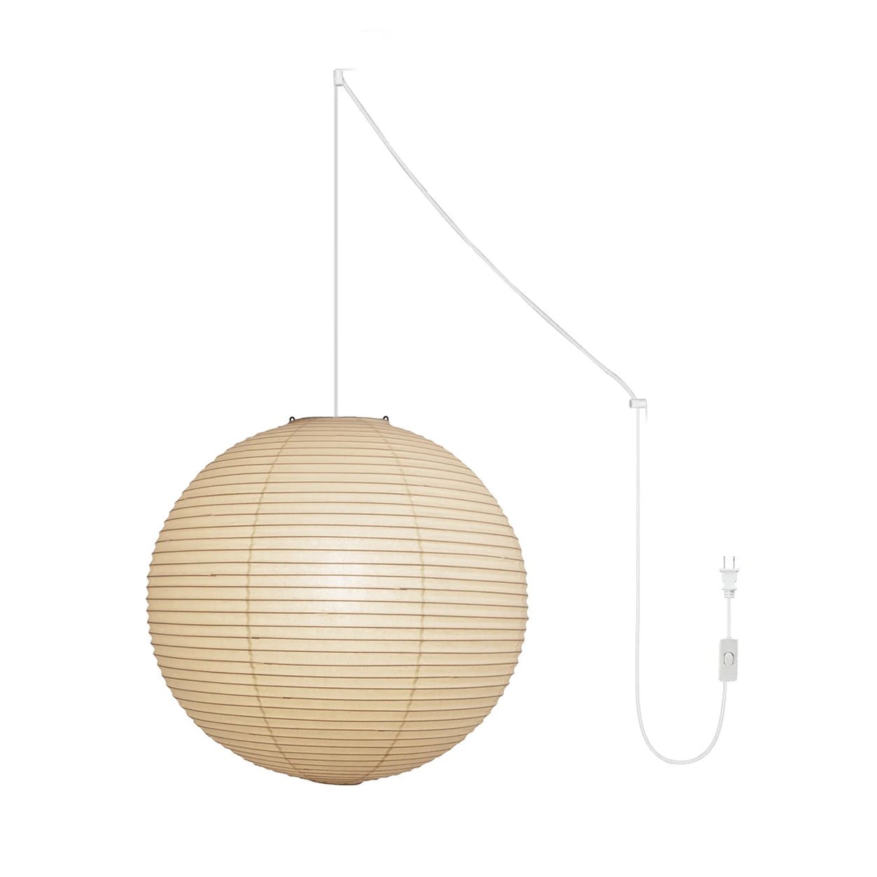 Japans Papieren Bolhanglamp – Handgemaakt Kozo Papier Hanglamp met Stekker – Zwevende Sfeerverlichting voor Woonkamer, Slaapkamer en Eetkamer – 10 Maten Verkrijgbaar | Sansoti