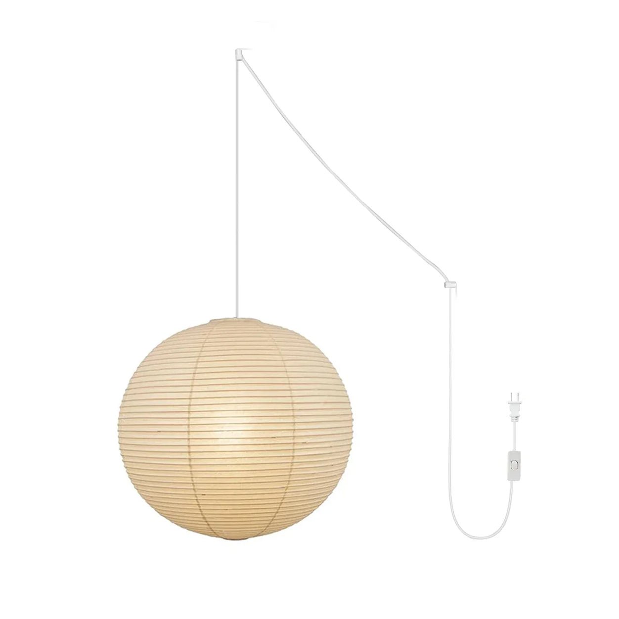 Japans Papieren Bolhanglamp – Handgemaakt Kozo Papier Hanglamp met Stekker – Zwevende Sfeerverlichting voor Woonkamer, Slaapkamer en Eetkamer – 10 Maten Verkrijgbaar | Sansoti