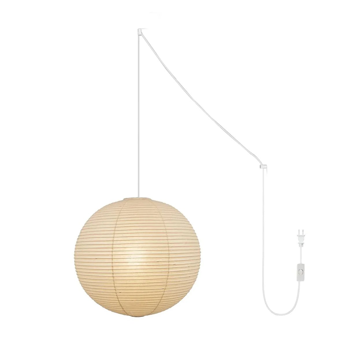 Japans Papieren Bolhanglamp – Handgemaakt Kozo Papier Hanglamp met Stekker – Zwevende Sfeerverlichting voor Woonkamer, Slaapkamer en Eetkamer – 10 Maten Verkrijgbaar | Sansoti