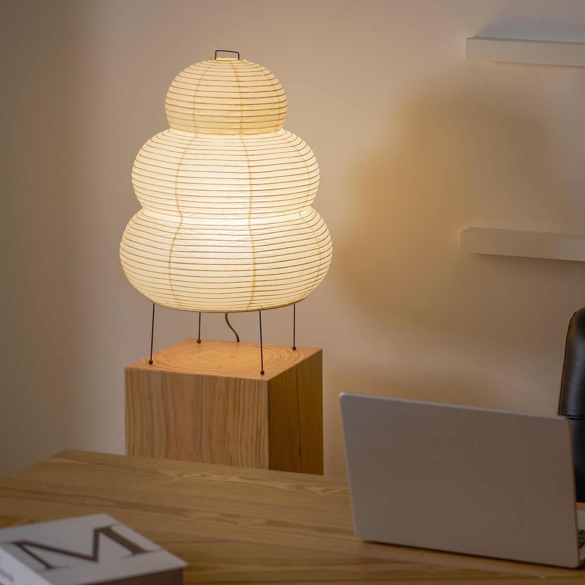Japanse Lantaarn Tafellamp met Handgemaakt Moerbeipapier Scherm – 8 Maten – E26 Fitting – Plug & Play met 150 cm Snoer – Inspiratie 1951 Akari Lantaarns | Sansoti