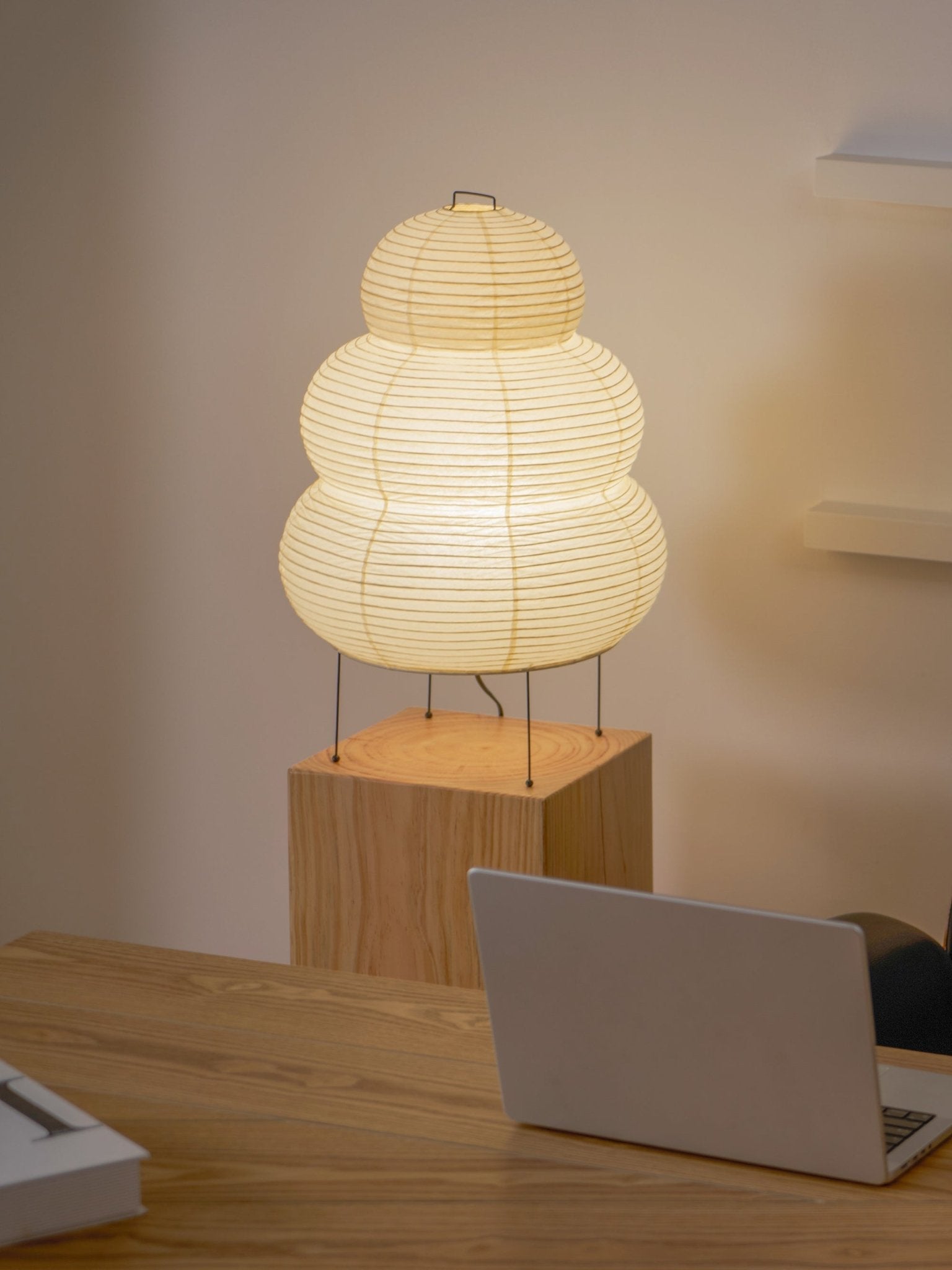 Japanse Lantaarn Tafellamp met Handgemaakt Moerbeipapier Scherm – 8 Maten – E26 Fitting – Plug & Play met 150 cm Snoer – Inspiratie 1951 Akari Lantaarns | Sansoti