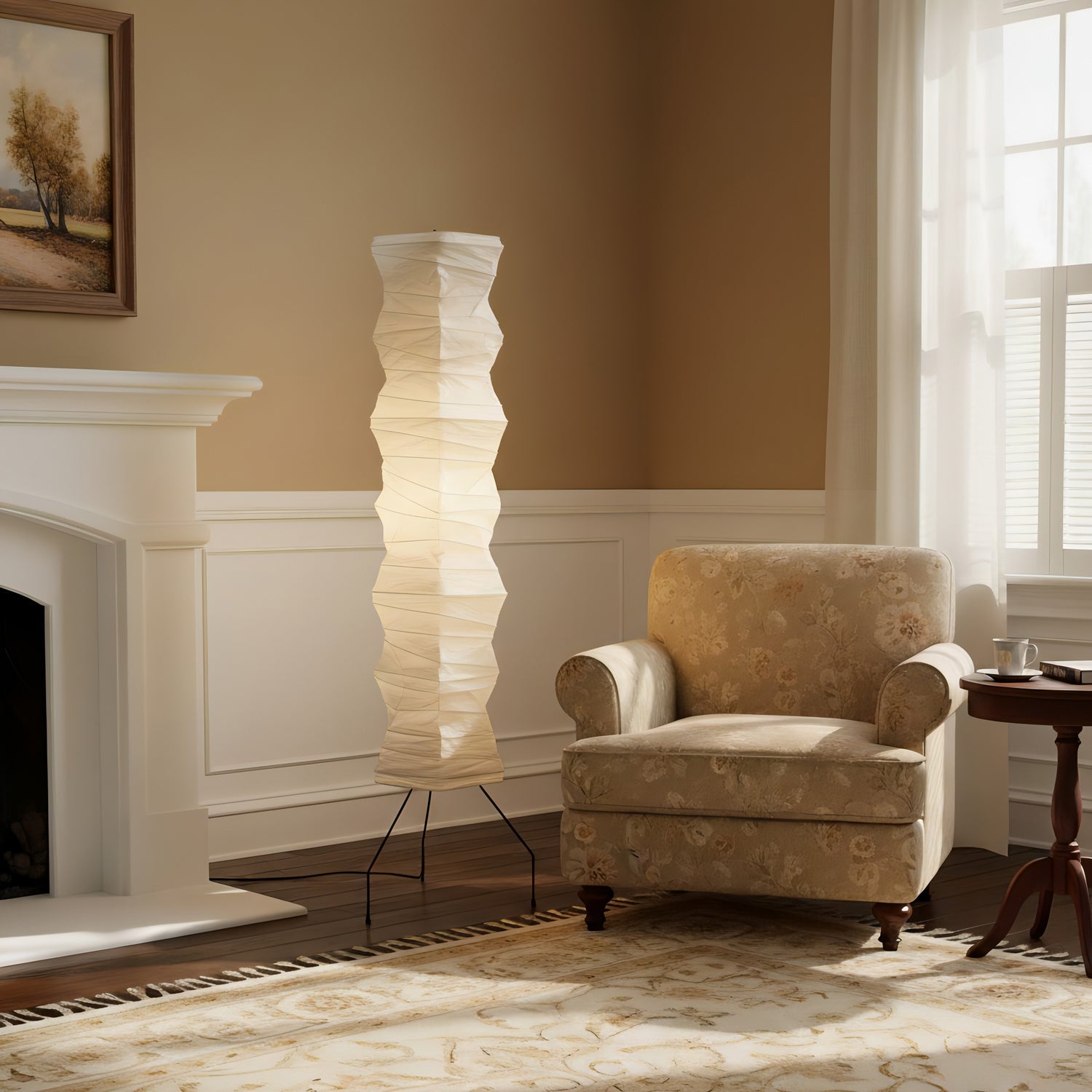Japanse Washi Vloerlamp Centipede 190 cm Zwart IJzer Handgemaakt Mulberry Papier Ambient Verlichting 1951 Gifu Design | Sansoti