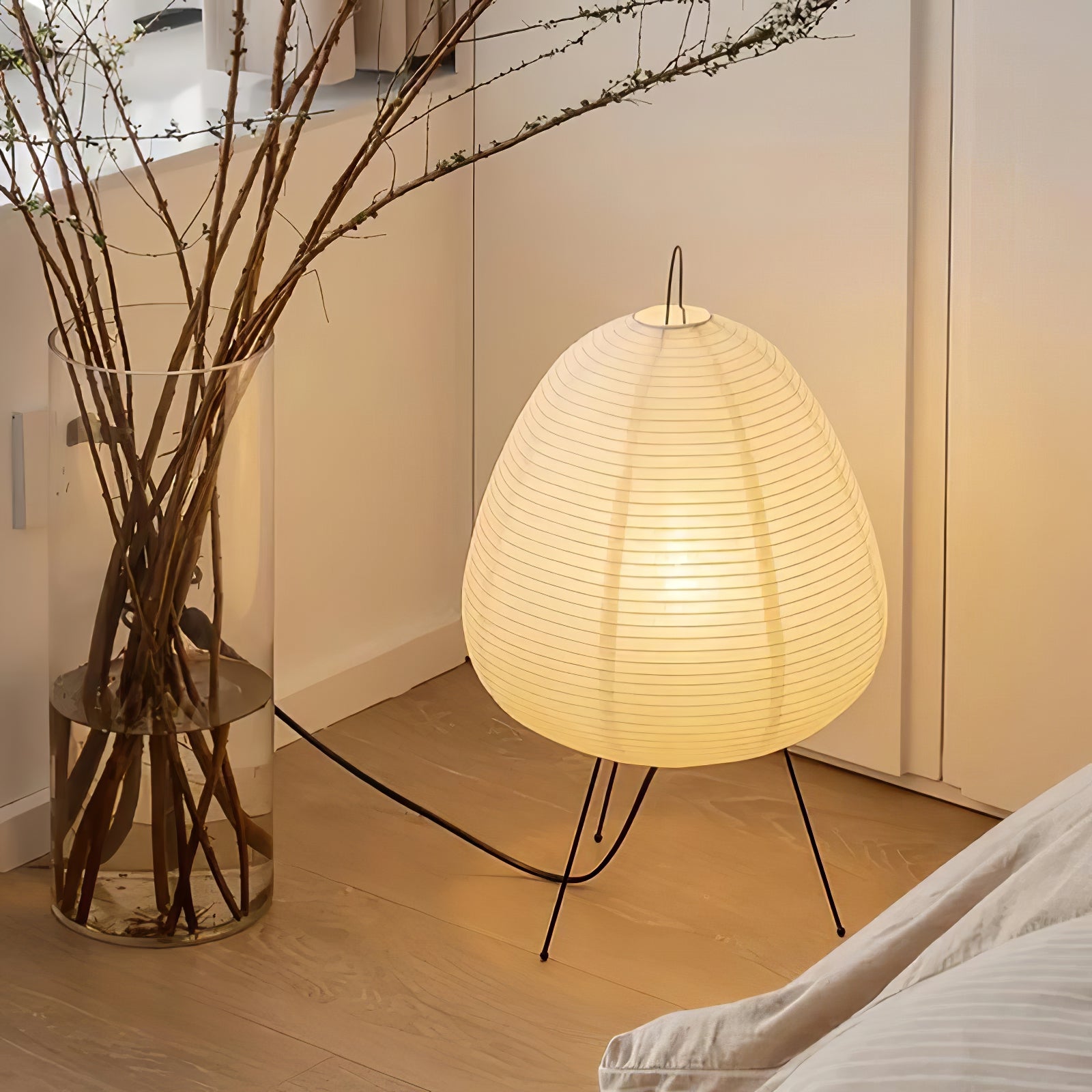 Japanse Lantaarn Tafellamp met Handgemaakt Moerbeipapier Scherm – 8 Maten – E26 Fitting – Plug & Play met 150 cm Snoer – Inspiratie 1951 Akari Lantaarns | Sansoti