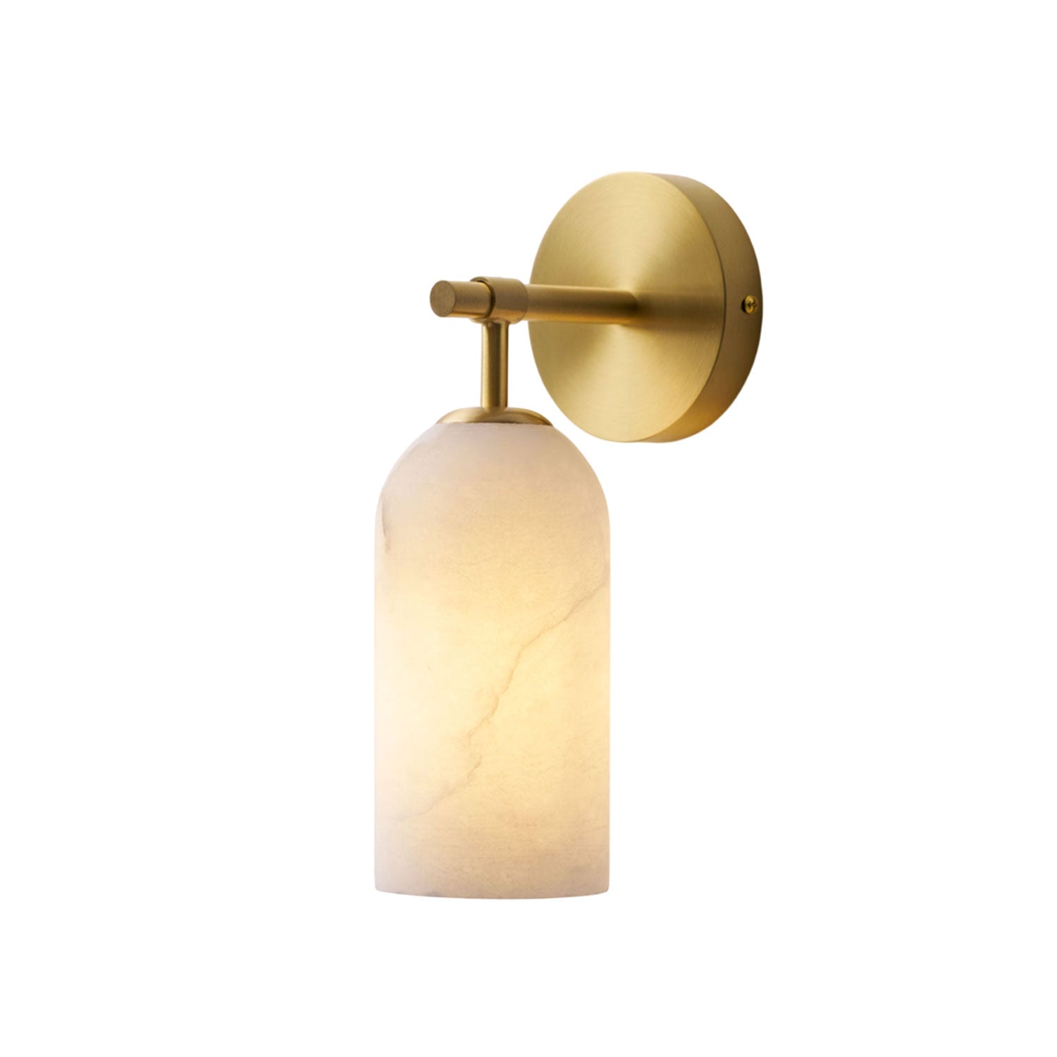 Albast Wandlamp Cilindervorm Minimalistisch Gouden Armatuur Warme Gloed Verlichting | Sansoti