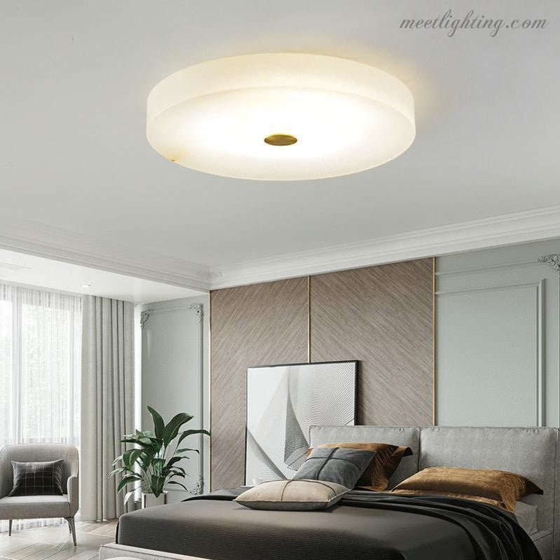 Runde Alabaster-Deckenleuchte LED 30-50cm Warmes Licht Skandinavisches Design Wohnzimmer Schlafzimmer Esszimmer Flur | Sansoti