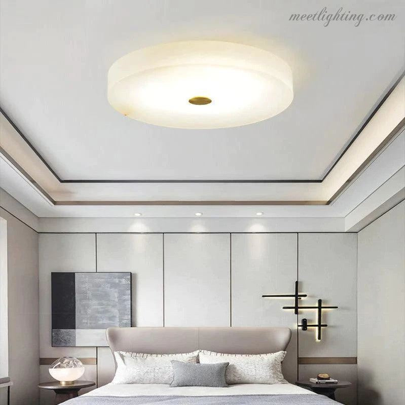 Runde Alabaster-Deckenleuchte LED 30-50cm Warmes Licht Skandinavisches Design Wohnzimmer Schlafzimmer Esszimmer Flur | Sansoti