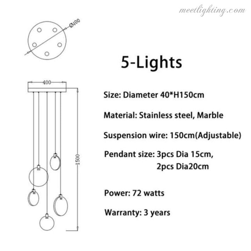 Lustre pour cage d’escalier en albâtre et laiton Haut plafond Puits de lumière Suspension Plusieurs points lumineux Luxe | Sansoti