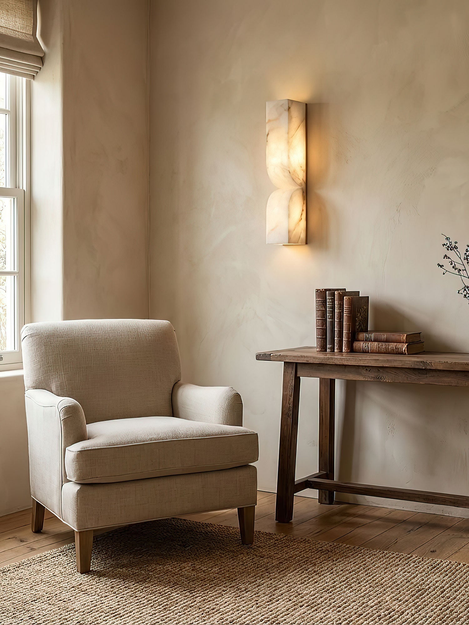 Natuursteen Wandlamp – Massief Alabaster met Organische Vormgeving & Warm Licht | Sansoti