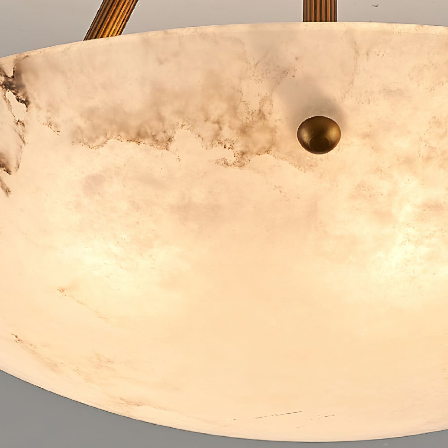 Alabaster Kom Plafondlamp – Antique Brass Montuur – 4, 5 of 6 Lichtpunten – Natuursteen Halfronde Kroonluchter voor Eetkamer Woonkamer Entree | Sansoti