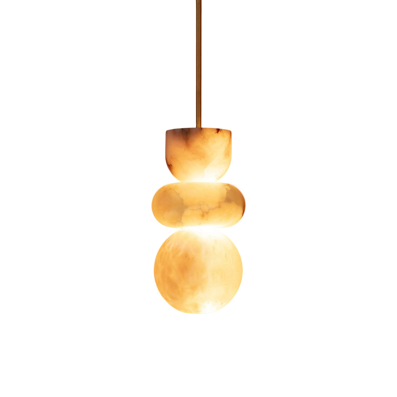 Alabaster Hanglamp met Messing Armatuur en Geïntegreerde LED – Luxe Natuurstenen Design Verlichting | Sansoti