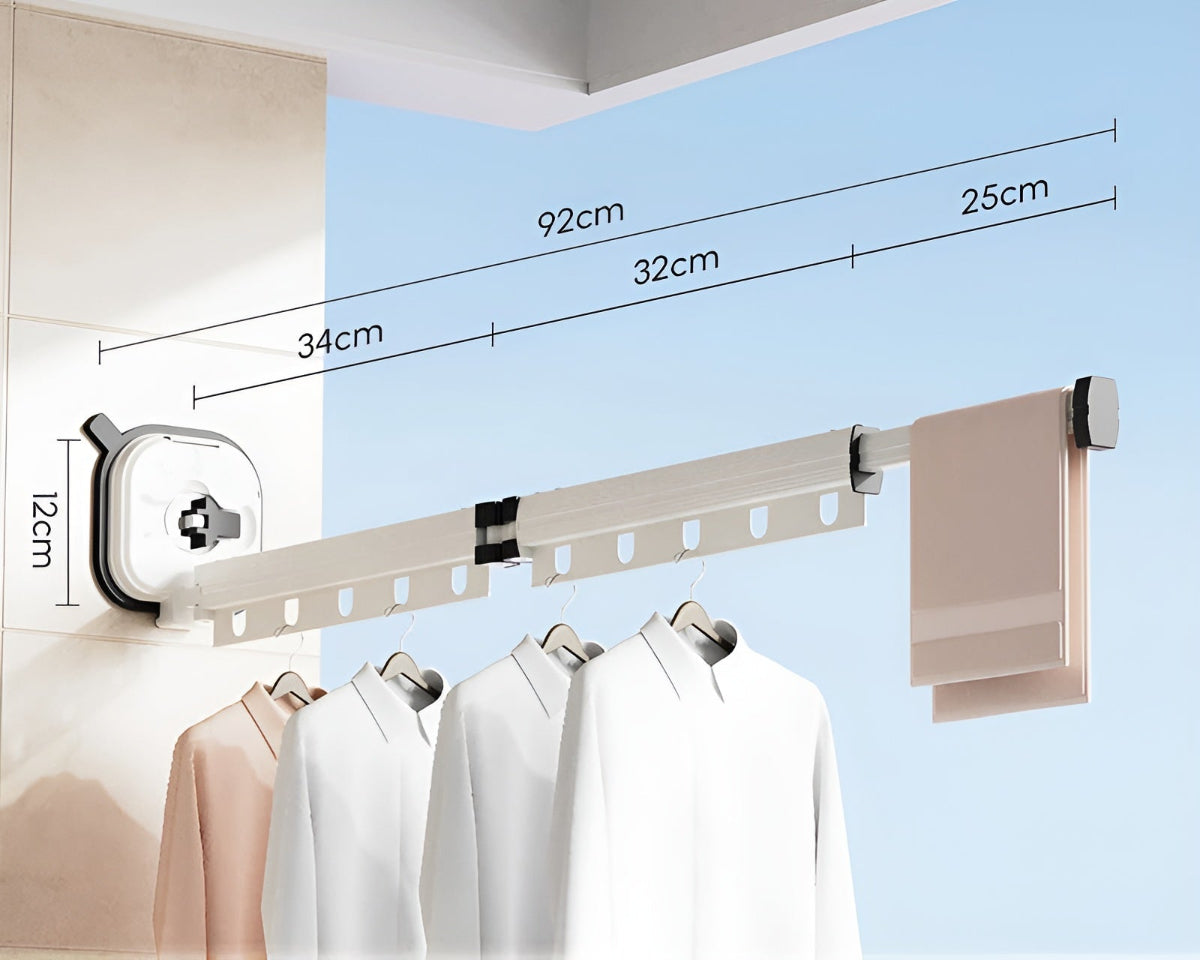 Porte-vêtements mural en aluminium extensible pliable sans perçage | Restfield
