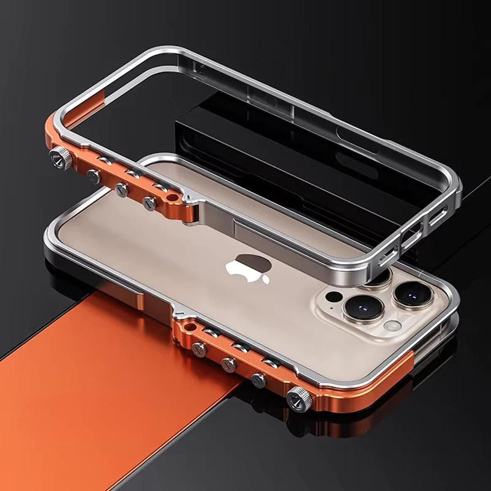 Metal iPhone Case with Mechanical Structure, Aluminum Frame, Shock Protection for 13 14 15 16 17 | Sansoti