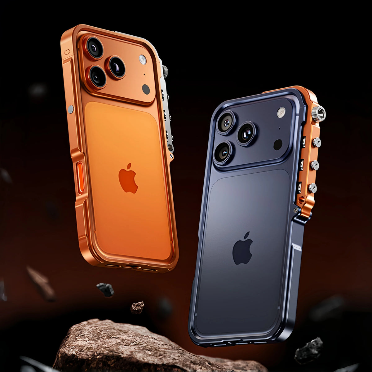 Metal iPhone Case with Mechanical Structure, Aluminum Frame, Shock Protection for 13 14 15 16 17 | Sansoti