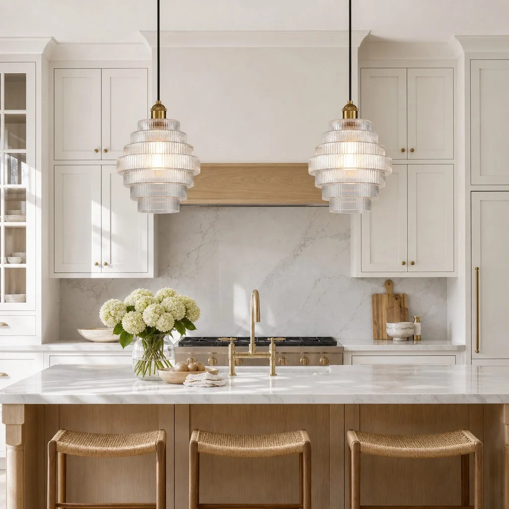 Glazen Hanglamp Gestreept Gekleurd Glas Flesmodel Scandinavische Verlichting voor Eetkamer Woonkamer Keukeneiland | Sansoti