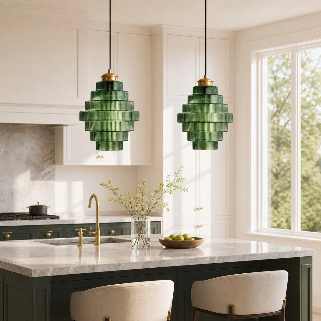 Glazen Hanglamp Gestreept Gekleurd Glas Flesmodel Scandinavische Verlichting voor Eetkamer Woonkamer Keukeneiland | Sansoti