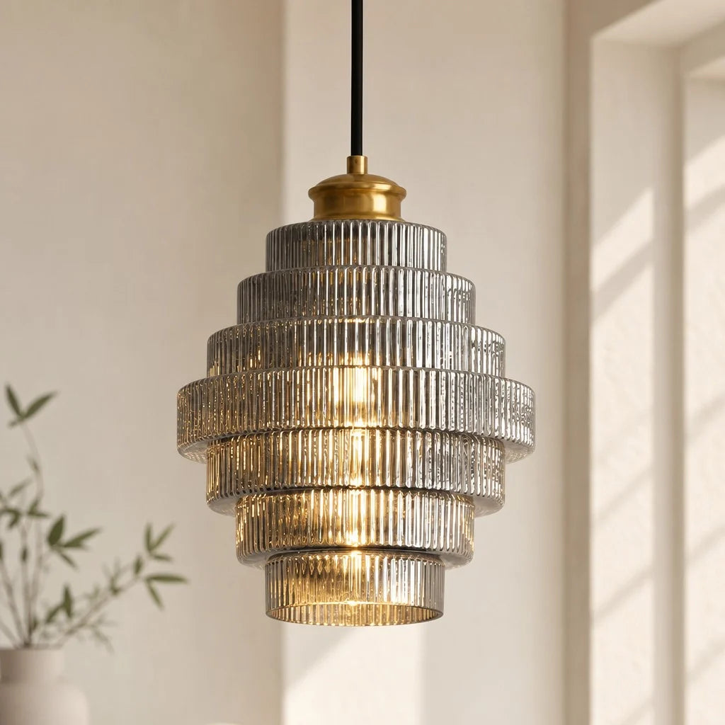 Glazen Hanglamp Gestreept Gekleurd Glas Flesmodel Scandinavische Verlichting voor Eetkamer Woonkamer Keukeneiland | Sansoti