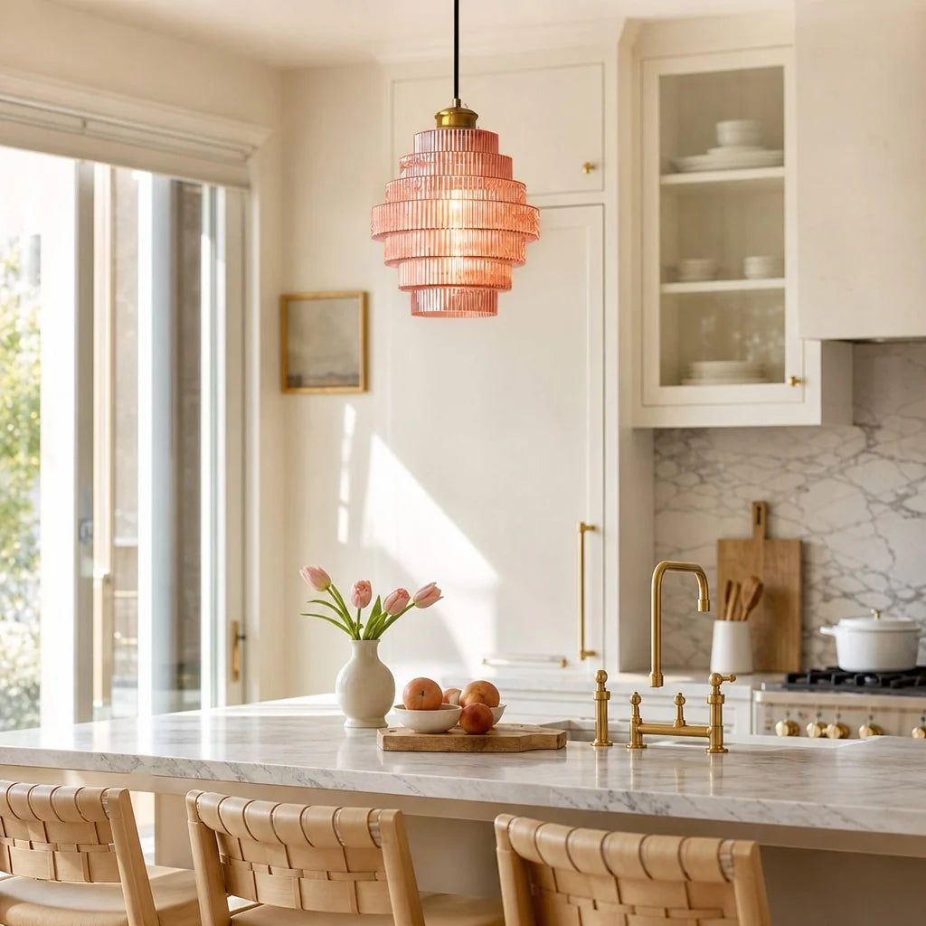 Glazen Hanglamp Gestreept Gekleurd Glas Flesmodel Scandinavische Verlichting voor Eetkamer Woonkamer Keukeneiland | Sansoti