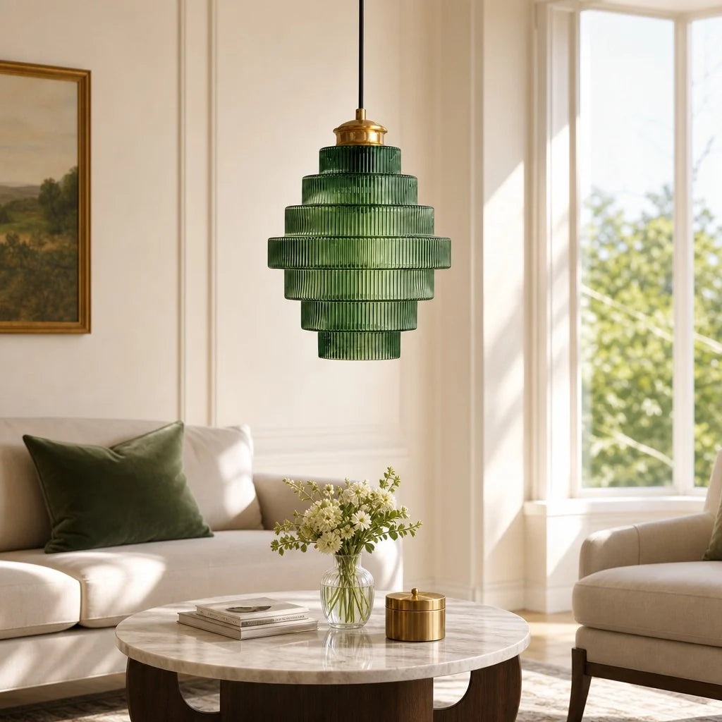 Glazen Hanglamp Gestreept Gekleurd Glas Flesmodel Scandinavische Verlichting voor Eetkamer Woonkamer Keukeneiland | Sansoti