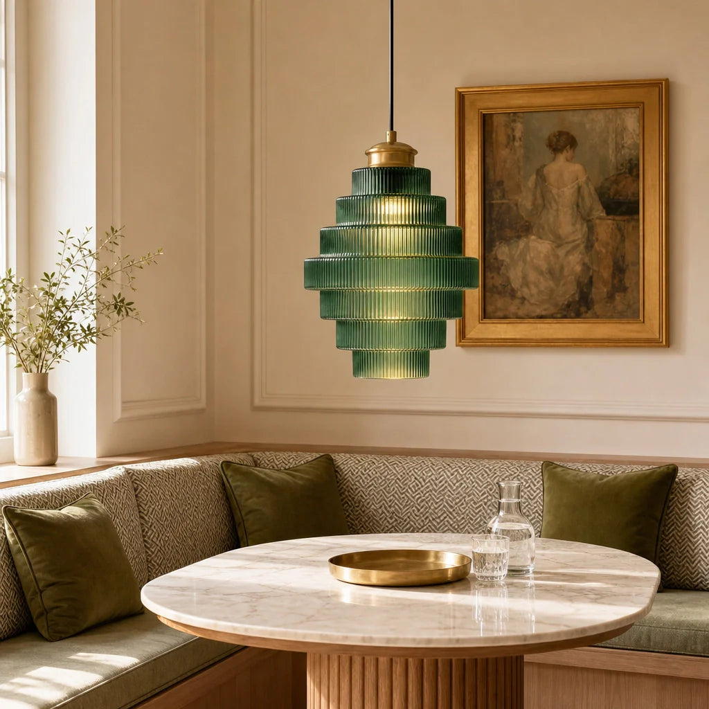 Glazen Hanglamp Gestreept Gekleurd Glas Flesmodel Scandinavische Verlichting voor Eetkamer Woonkamer Keukeneiland | Sansoti