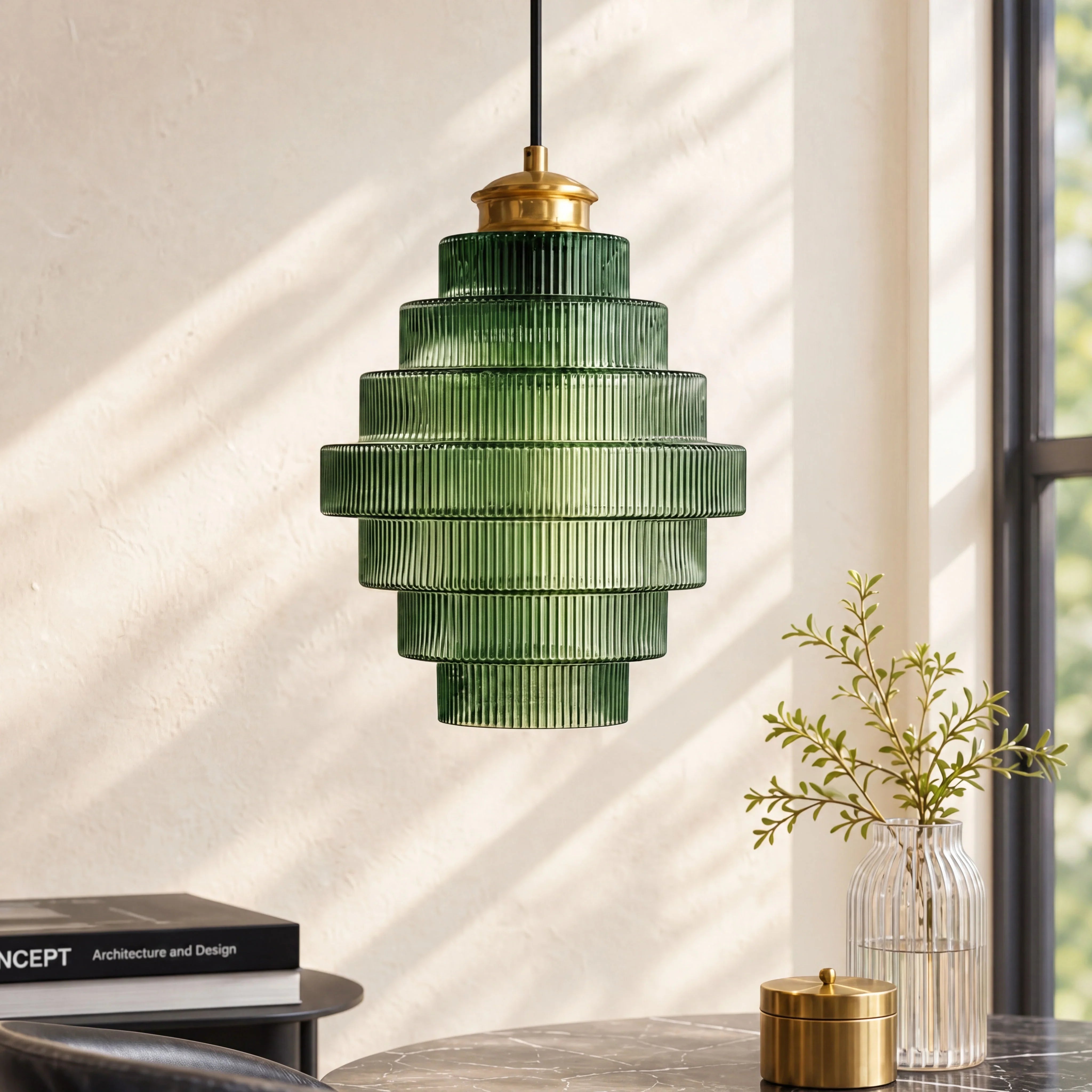 Glazen Hanglamp Gestreept Gekleurd Glas Flesmodel Scandinavische Verlichting voor Eetkamer Woonkamer Keukeneiland | Sansoti
