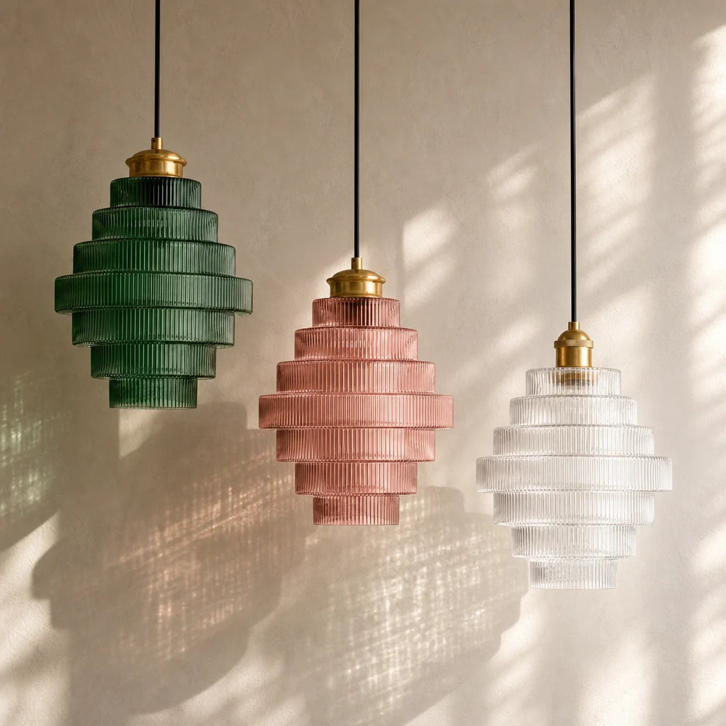 Glazen Hanglamp Gestreept Gekleurd Glas Flesmodel Scandinavische Verlichting voor Eetkamer Woonkamer Keukeneiland | Sansoti