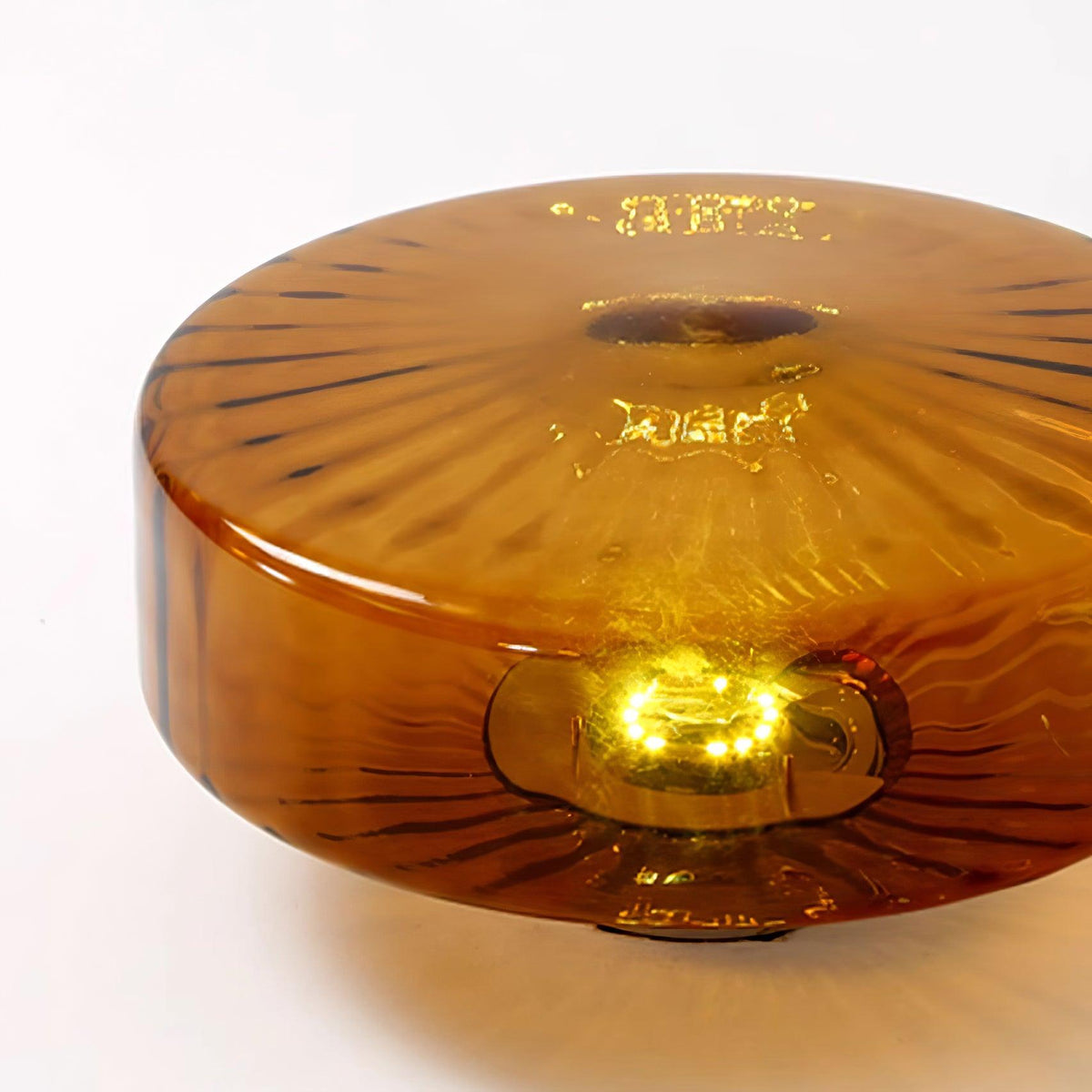 Plafondlamp Amberkleuring Glas Zonnestraalpatroon Retro Verlichting Warm Licht Metalen Fitting Woonkamer | Sansoti