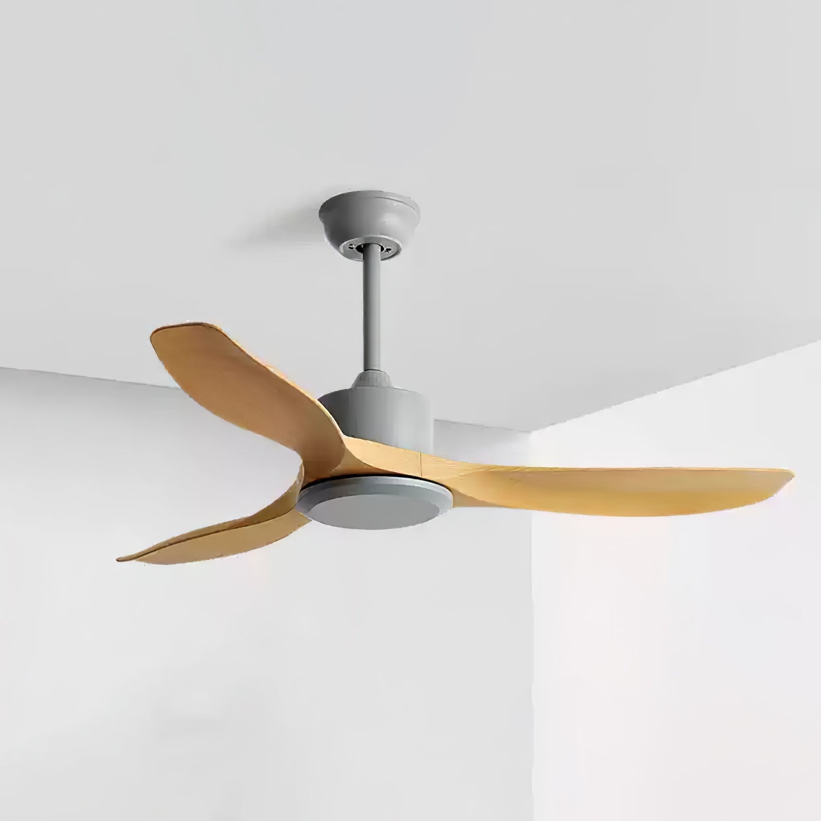 Minimalistische Plafondventilator Hout 106-132cm Met Afstandsbediening 5 Snelheden Omkeerbaar Koper Motor AC 110-240V | Sansoti