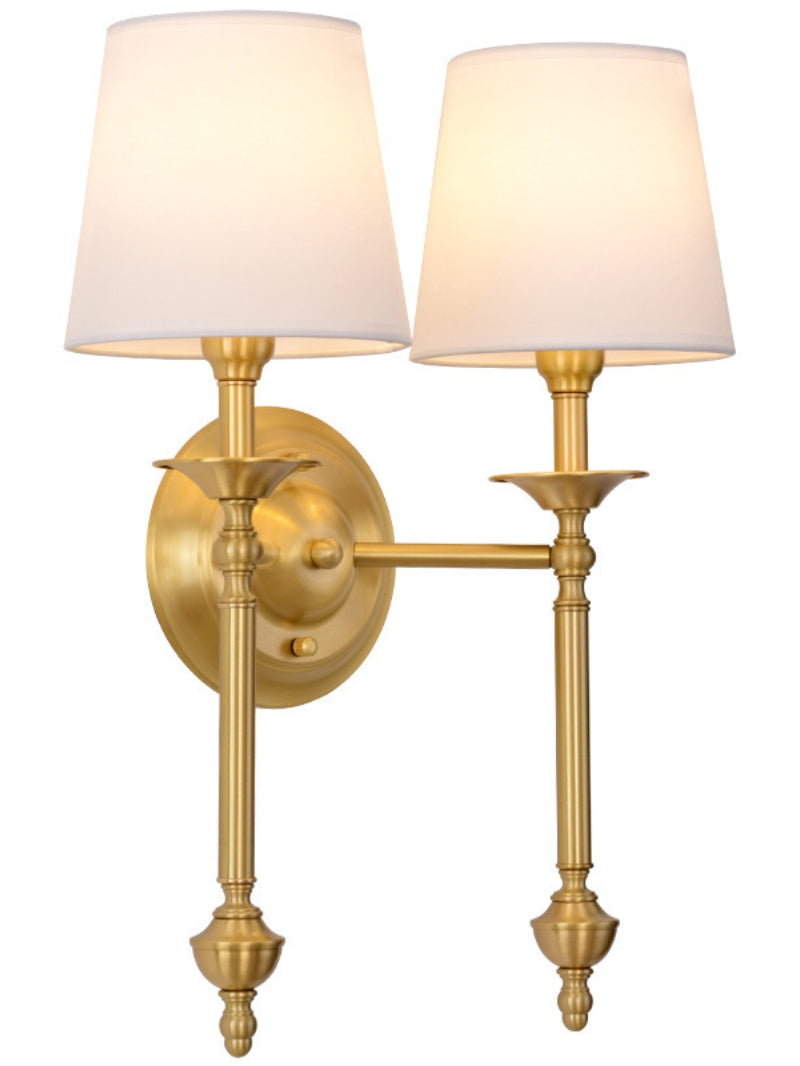 Stoffen Wandlamp met Vintage Koperen Afwerking – Sfeervolle Verlichting voor Hal, Slaapkamer en Woonkamer | Sansoti