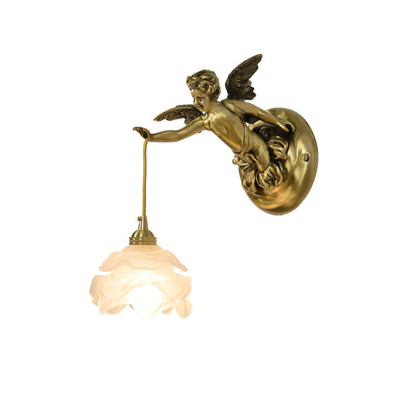 Applique murale en verre en forme d’aile d’ange, laiton, cuivre, rose et blanc, luminaire, éclairage d’ambiance pour salon, couloir et entrée | Sansoti