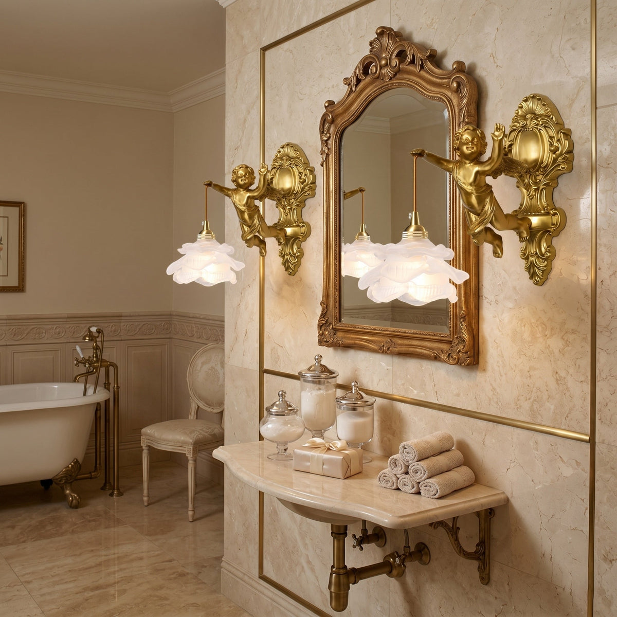 Applique murale en verre en forme d’aile d’ange, laiton, cuivre, rose et blanc, luminaire, éclairage d’ambiance pour salon, couloir et entrée | Sansoti