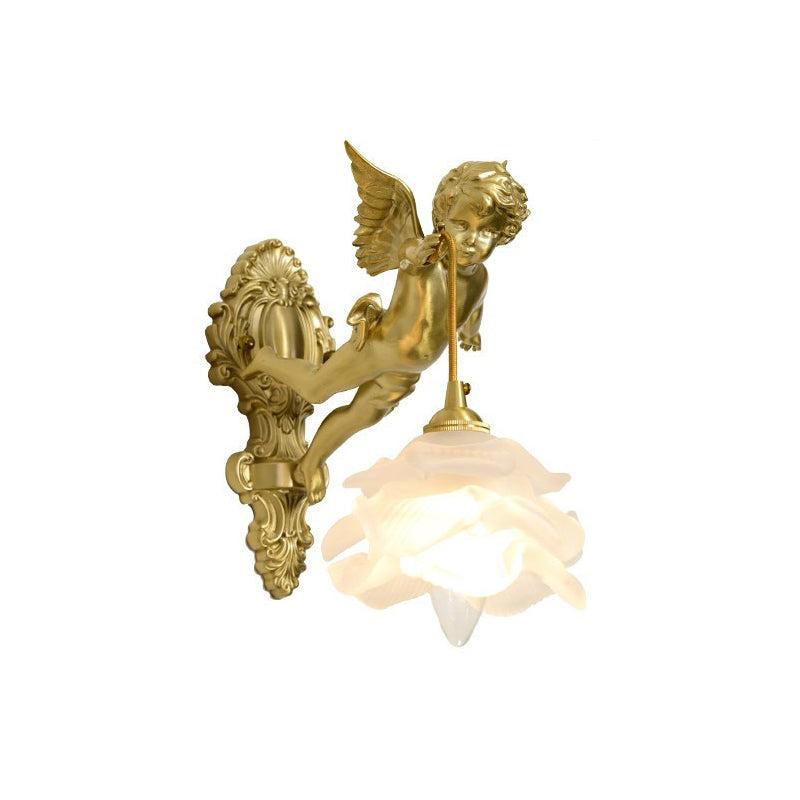 Applique murale en verre en forme d’aile d’ange, laiton, cuivre, rose et blanc, luminaire, éclairage d’ambiance pour salon, couloir et entrée | Sansoti