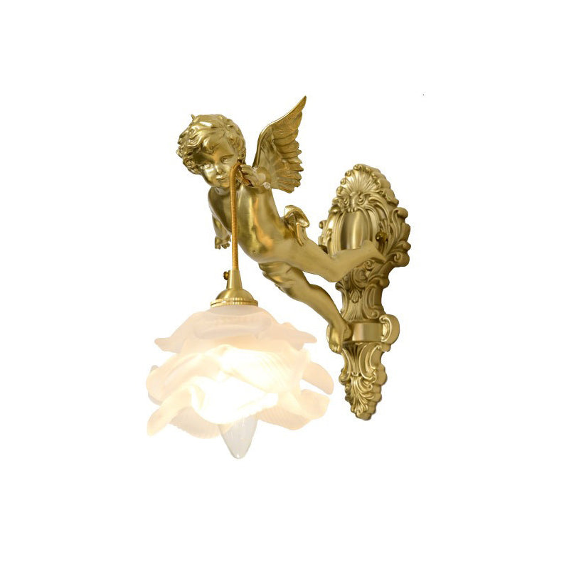 Applique murale en verre en forme d’aile d’ange, laiton, cuivre, rose et blanc, luminaire, éclairage d’ambiance pour salon, couloir et entrée | Sansoti