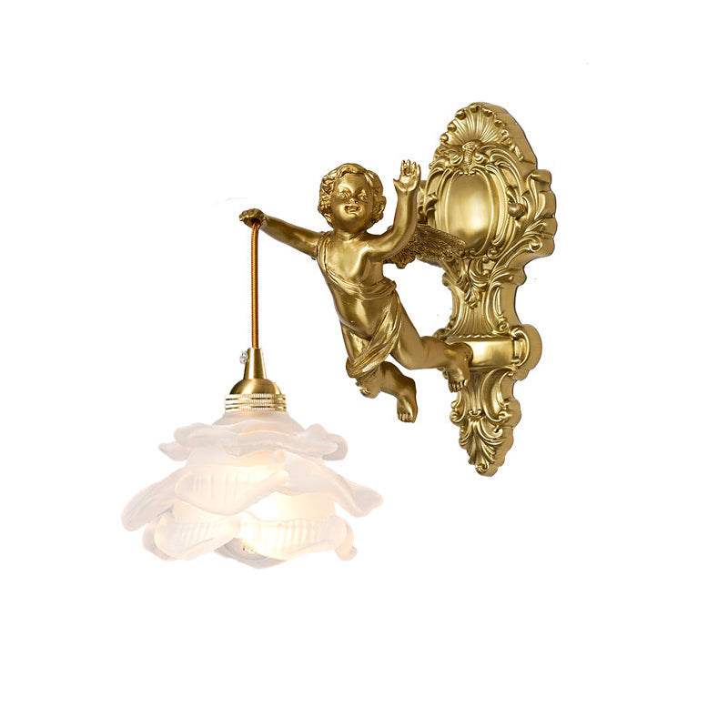 Applique murale en verre en forme d’aile d’ange, laiton, cuivre, rose et blanc, luminaire, éclairage d’ambiance pour salon, couloir et entrée | Sansoti
