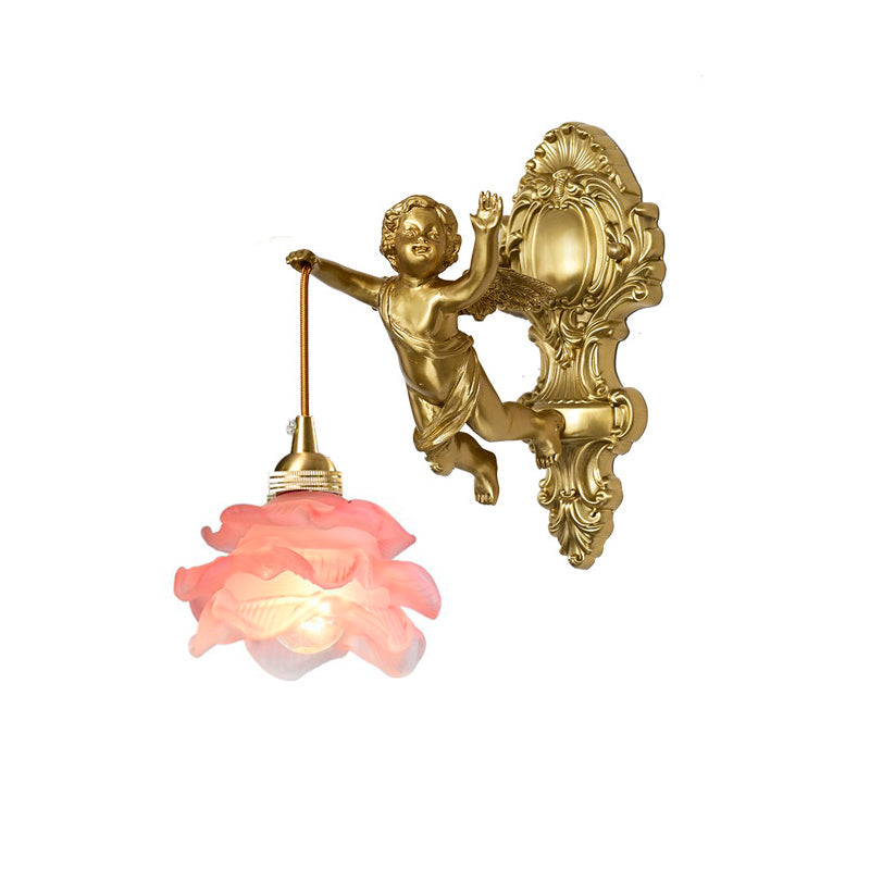Applique murale en verre en forme d’aile d’ange, laiton, cuivre, rose et blanc, luminaire, éclairage d’ambiance pour salon, couloir et entrée | Sansoti
